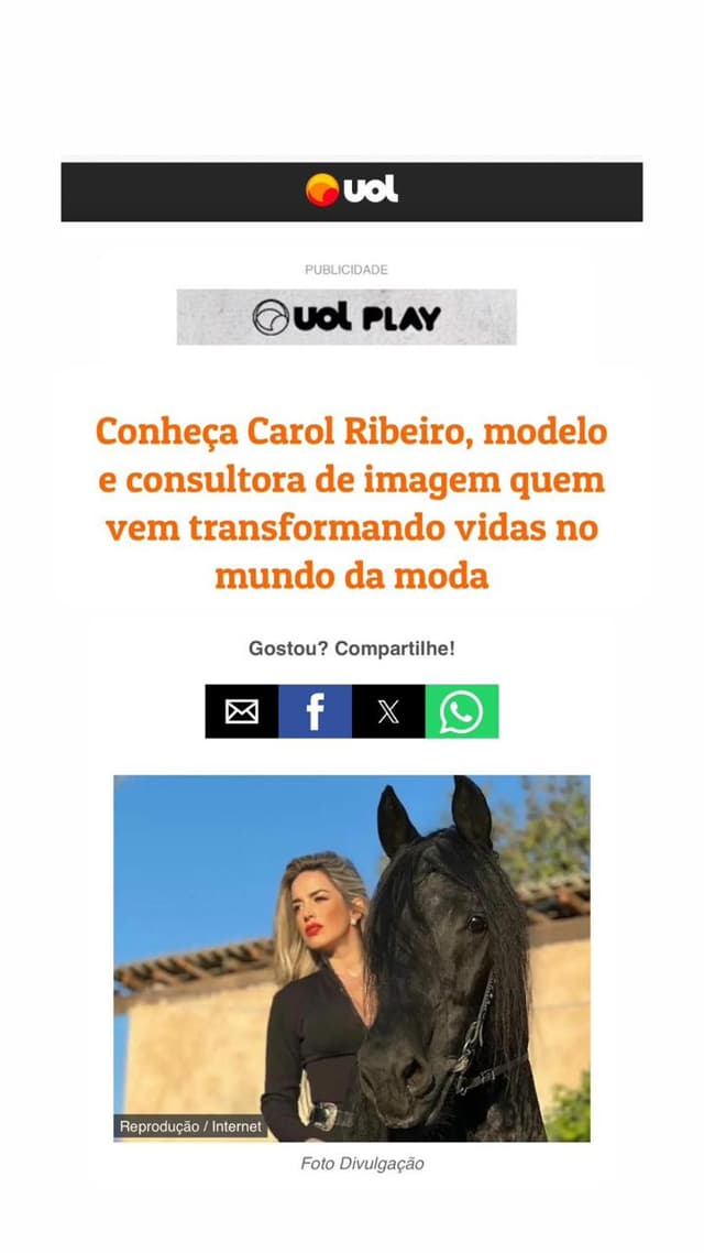 Matéria de jornal virtual sobre a Caroline Ribeiro